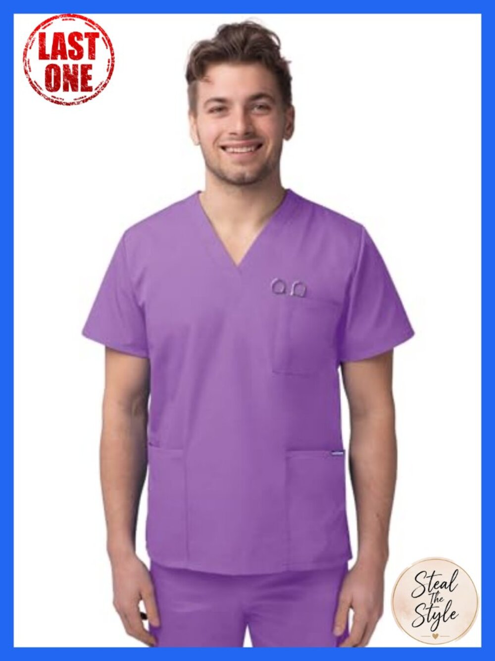 Unisex V-Neck 3 Pocket Scrub Top Classic Fit Medical Work Tunic